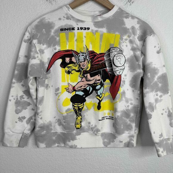 Zara x Marvel Sweatshirt Boys Size 10 Tie Dye Graphic Comic Book Superhero Shirt - Picture 1 of 7